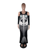 Fashion Skull Print Long Dress YM-9168