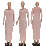 Fashion Casual Long Sleeve Hooded Long Dress QZYD-YD1073