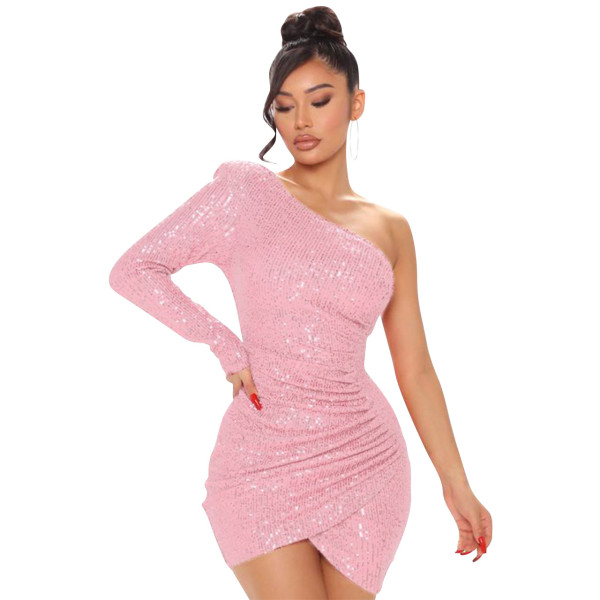 Sexy Sequin One Shoulder Club Dress ME-S953