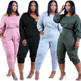Casual Solid Long Sleeve Stacked Jumpsuit XYF-9118
