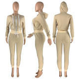 Solid Zipper Hoodie Top And Pants 2 Piece Suits CH-8195
