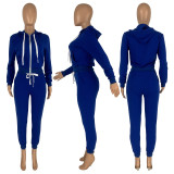 Solid Zipper Hoodie Top And Pants 2 Piece Suits CH-8195