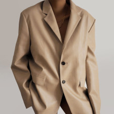 PU Leather Single-Breasted Blazer Coat FL-21410