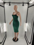 Plus Size Sexy Velvet Sling Midi Dress+Long Cloak Two Piece Sets BLI-2521