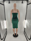 Plus Size Sexy Velvet Sling Midi Dress+Long Cloak Two Piece Sets BLI-2521