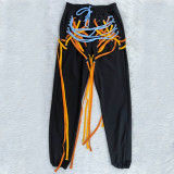 Colorful Ribbon Lace Up Casual  Pants YNB-7233