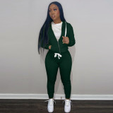 Solid Sports Zipper Hoodie And Pants 2 Piece Suits MIL-L273