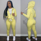 Solid Sports Zipper Hoodie And Pants 2 Piece Suits MIL-L273