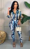 Casual Printed Blouse Top And Pants 2 Piece Suits SFY-2147