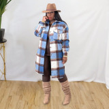 Plaid Full Sleeve Turndown Collar Long Coat MTY-6582