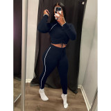 Casual Sports Hooded Drawstring Two Piece Pants Set IV-8257