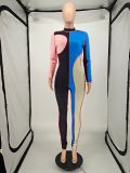 Sexy Ribbed Long Sleeve Skinny Jumpsuit NLAF-60099