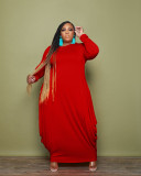 Plus Size Solid Long Sleeve Loose Maxi Dress CQF-90091