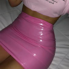 PU Leather Sexy Bodycon Mini Skirt FL-QY21323
