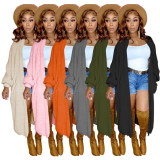 Solid Casual Knitted Long Sweater Cardigan Coat TR-1185