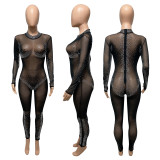 Sexy Hot Drilling Mesh See Through Jumpsuit ME-L974