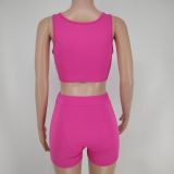 Solid Fitness Tank Top And Shorts 2 Piece Sets XMY-9307