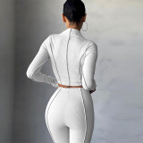 Solid Long Sleeve High Waist Slim Two Piece Sets ME-S959