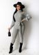 Solid Color High Neck Long Sleeve Jumpsuits NY-8876