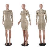 Sexy Hot Rhinestone Long Sleeve Club Dress NY-8496