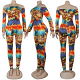 Sexy Off Shoulder Slim-fit Print Jumpsuit NY-2026