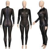 Sexy Hot Drilling Mesh See Through Jumpsuit SH-390218