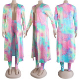 Plus Size Casual Printed Long Cloak And Pants 2 Piece Sets (Without Vest ) NY-8576