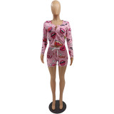 Plus Size Printed Long Sleeve Casual 2 Piece Sets HGL-1515
