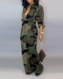 Plus Size Casual Printed Long Sleeve Sashes Jumpsuit LSD-8615-1