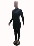 Solid Long Sleeve Zipper Slim Jumpsuit SHA-86261