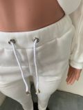 Solid Fleece Zipper Sweatshirt Pants Two Piece Sets NIK-265
