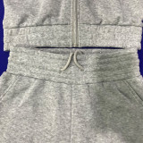 Solid Fleece Zipper Hoodies Two Piece Sets MEI-9217