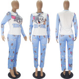 Cartoon Print Long Sleeve Homewear Pajamas Sets SHD-9807