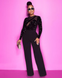 Sexy Mesh Patchwork Long Sleeve Jumpsuit ME-S981