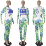 Cartoon Print Long Sleeve Homewear Pajamas Sets SHD-9807