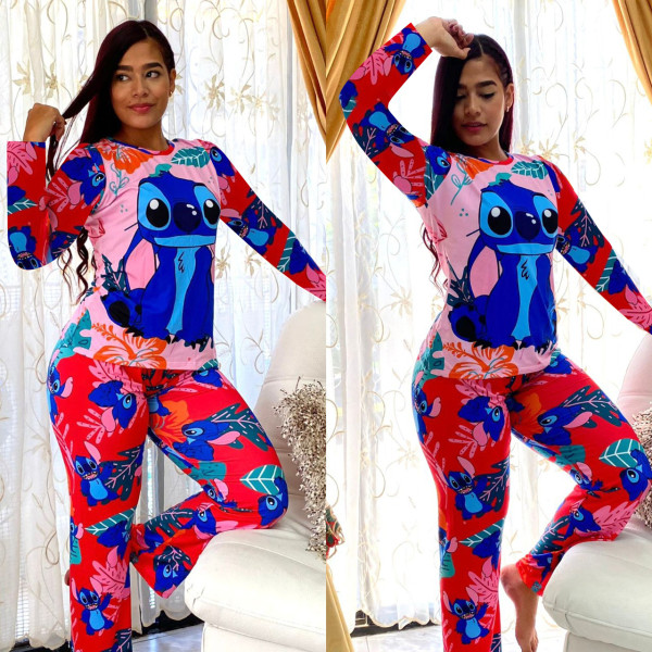 Cartoon Print Long Sleeve Homewear Pajamas Sets SHD-9807