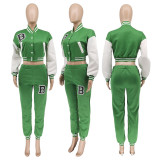 Casual Printed Baseball Jacket And Pants Two Piece Sets WSYF-5915
