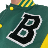 Casual Letter Baseball Jacket And Pants Two Piece Sets YH-5244