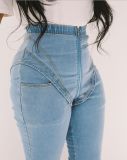 Denim High Waist Zipper Skinny Jeans Pants LX-5009