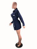 Corduroy Long Sleeve Turn-Down Collar And Mini Skirts 2 Pieces Set SHA-H6123