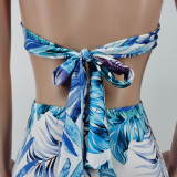 Sexy Printed Wrap Chest Two Piece Shorts Set CJF-BC3004