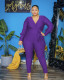 Plus Size Solid V Neck Long Sleeve Jumpsuit MXDF-6068