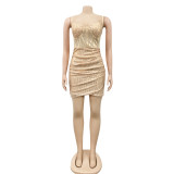 Shiny Sequins Spaghetti Strap Ruched Club Dress BY-5308