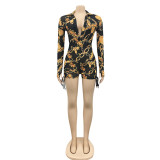 Sexy Printed Long Sleeve Romper BY-5178