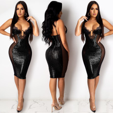 Sexy Sequins Spagheti Strap Night Club Dress BY-3899