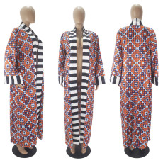 Casual Printed Full Sleeve Long Cloak Coat SHD-9521