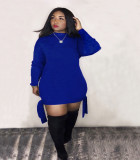 Plus Size Solid Long Sleeve O Neck Casual Dress LM-8298
