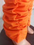 Solid Long Sleeve Crop Top Pile Pants 2 Piece Sets YD-8544