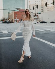 Sexy Lace Off Shoulder Long Sleeve Mermaid Maxi Dress ME-5043