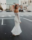 Sexy Lace Off Shoulder Long Sleeve Mermaid Maxi Dress ME-5043